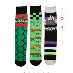 Bioworld Ninja Turtles Men's Crew Socks 3 Pack New